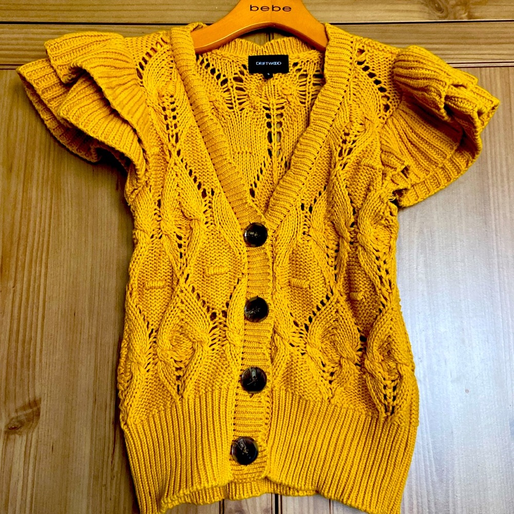 Driftwood Mustard Sweater Too Button-down EUC